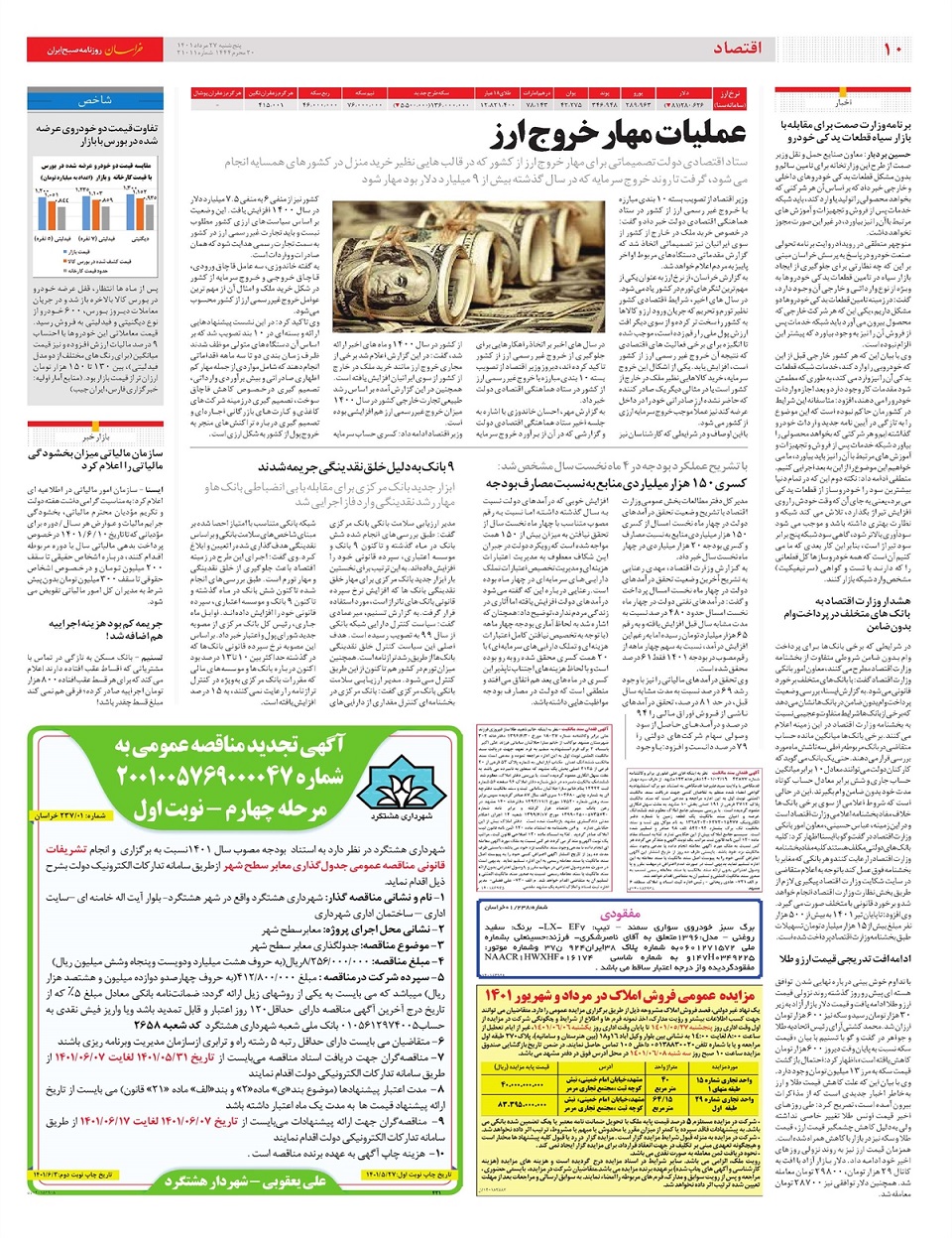 روزنامه خراسان/ عملیات مهار خروج ارز