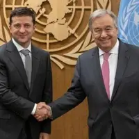 دیدار زلنسکی و دبیرکل سازمان ملل در اوکراین