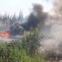 آتش‌سوزی در علفزار‌های جاده لاکان رشت