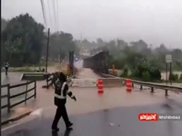 لحظه‌ تخریب پلی در پورتوریکو به دلیل سیلاب