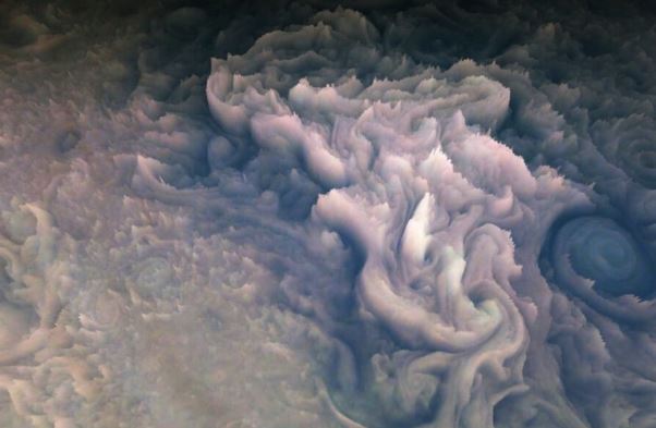 رندر سه بعدی از ابرهای خروشان سیاره مشتری 