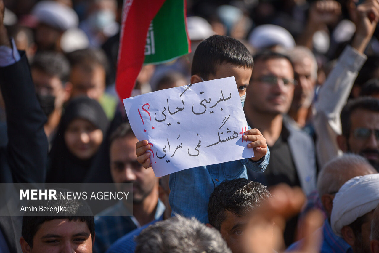 عکس/ پلاکاردهای قابل تامل شیرازی ها در راهپیمایی؛ سلبریتی کجایی؟!