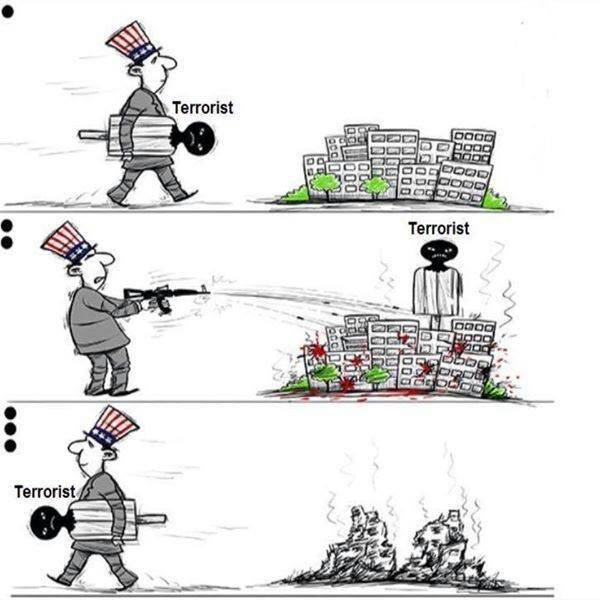 کاریکاتور/ شیوه آزاد کردن کشورها به سبک آمریکا