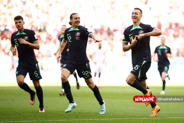 شادی پس از گل اول استرالیا به تونس 