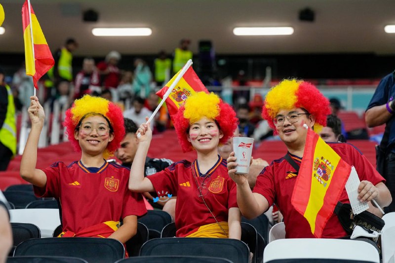 هواداران ژاپنی تیم اسپانیا در ورزشگاه