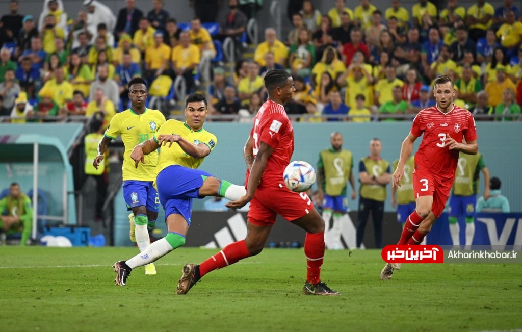 صحنه گل اول برزیل به سوئیس