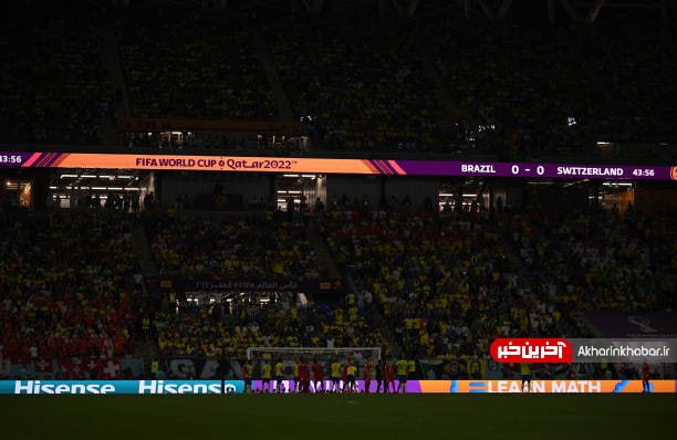 لحظه خاموش شدن چراغ های ورزشگاه 974 در حین بازی برزیل و سوئیس
