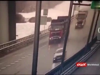 تصادف شدید چند کامیون در روسیه