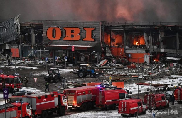 آتش سوزی مهیب در یکی از بزرگترین مراکز خرید مسکو