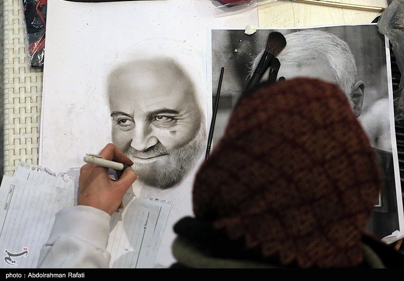 طراحی چهره سردار شهید سلیمانی توسط دانشجویان طراحی و گرافیک همدان