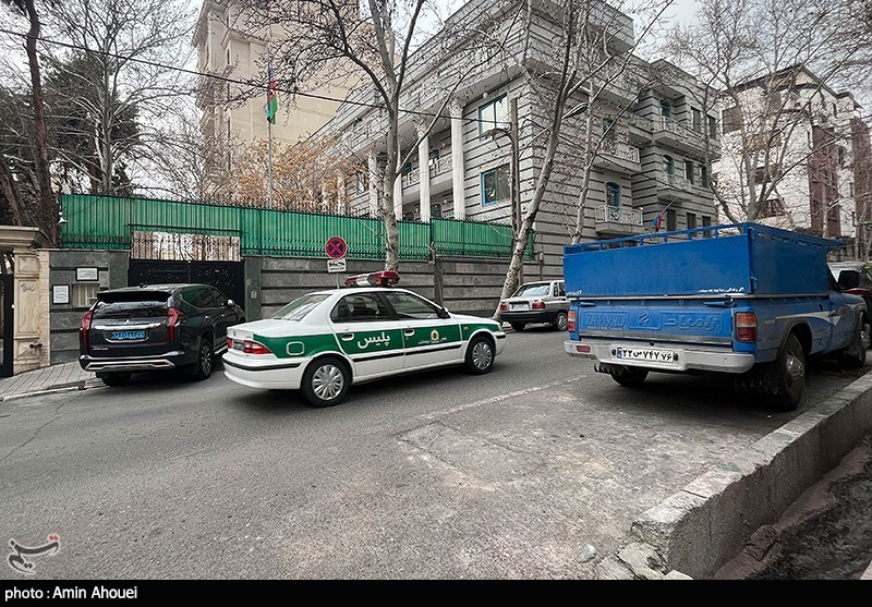 عکس/ سفارت جمهوری آذربایجان پس از حادثه تیراندازی