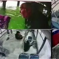 سقوط هولناک یک اتوبوس مسافربری به داخل دریاچه