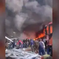 آتش سوزی شدید بازار تجاری در اربیل عراق