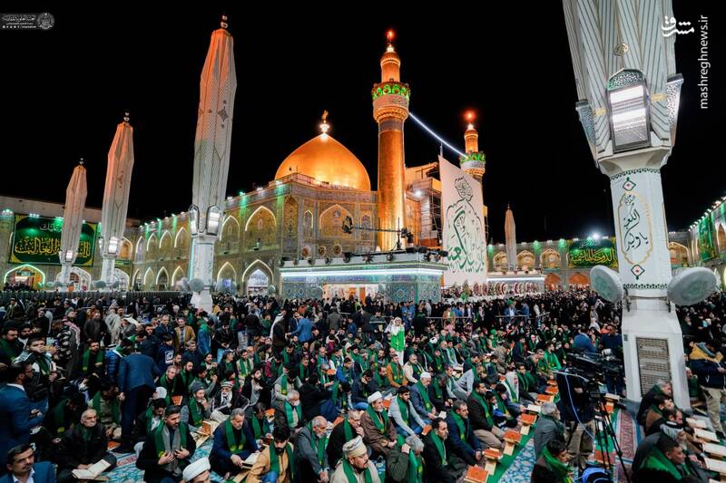 عکس/ حال و هوای حرم امام علی(ع) در شب میلادشان
