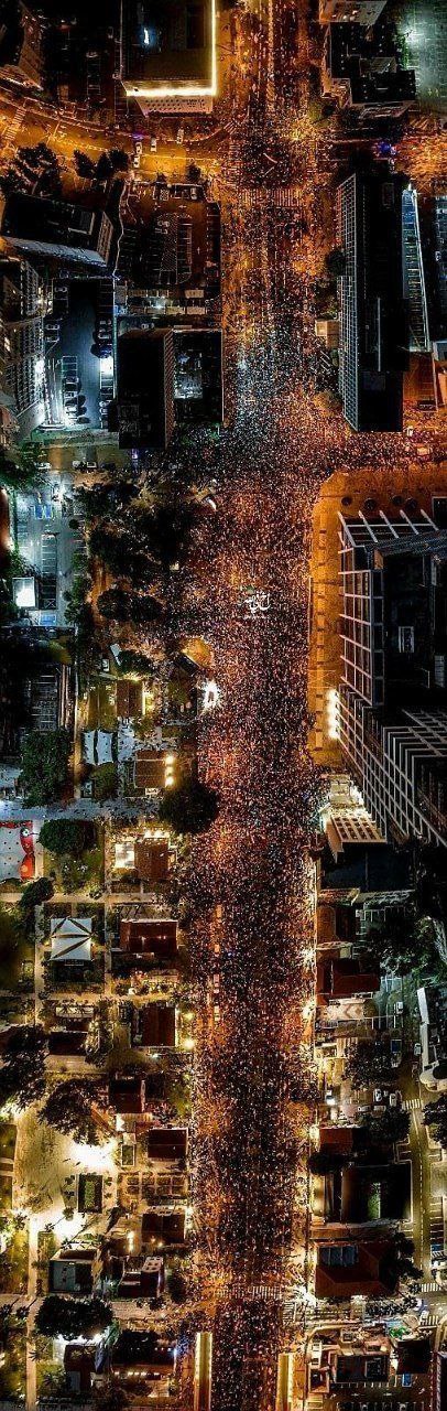 تصاویر هوایی از تظاهرات ضد دولت اسرائیل در «تل آویو»