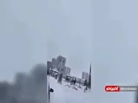 لحظه تخریب یک ساختمان بر اثر وقوع پس لرزه در ترکیه