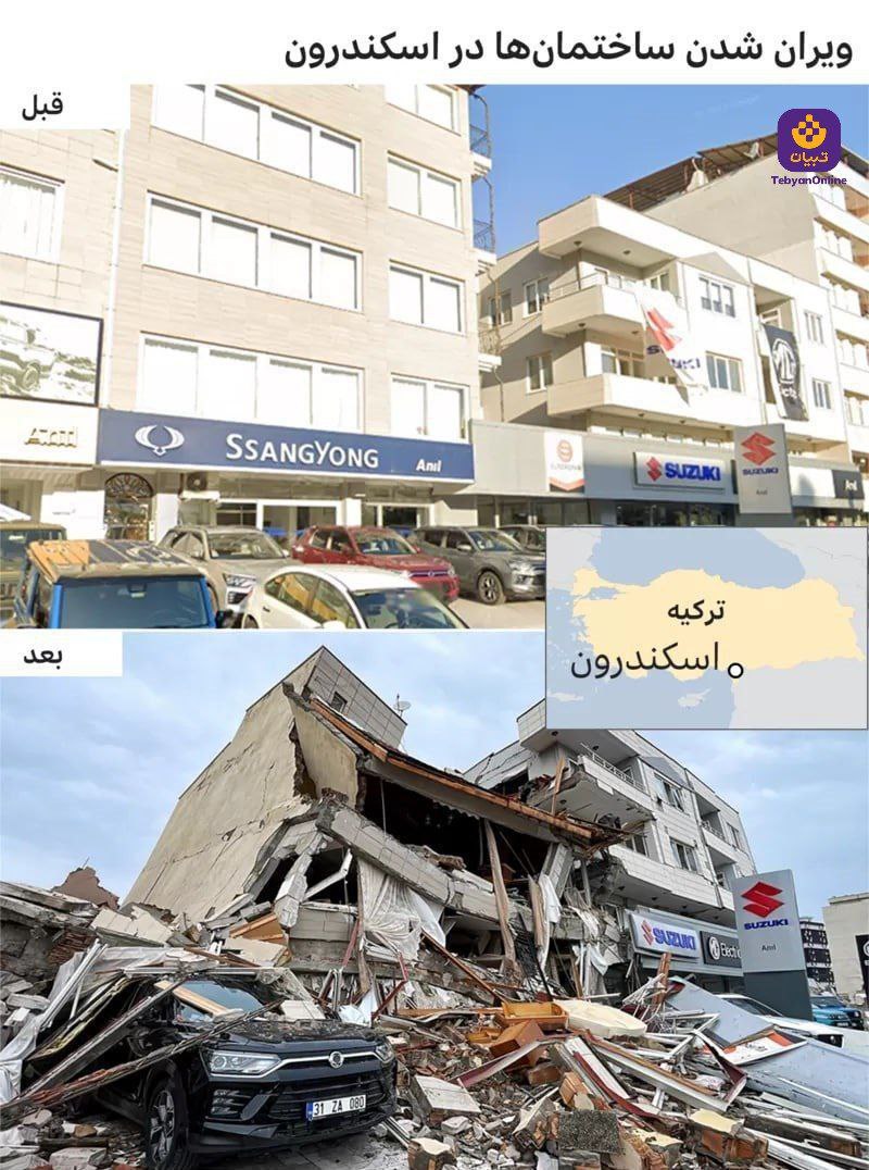 عکس/ نماهایی باورنکردنی از قبل و بعد از زلزله مهیب ترکیه