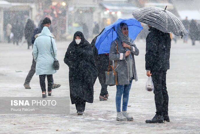بارش برف در همدان
