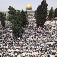 حضور 80 هزار نمازگزار فلسطینی در نماز جمعه مسجد الاقصی