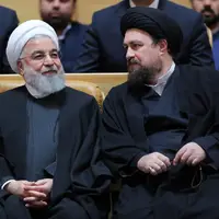 تصاویری جدید از روحانی و حسن خمینی در یک مراسم
