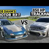 درگ مزدا RX-7 پرقدرت با جیپ گرند چروکی تراک هاوک؛ کدام‌یک برنده است؟
