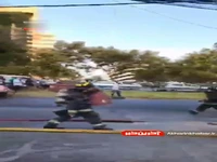 آتش‌سوزی یک ساختمان بزرگ در شیلی