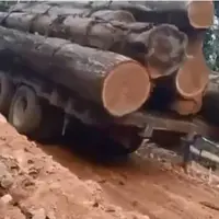 واژگونی هولناک کامیون حمل چوب