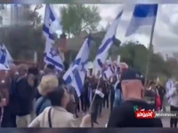 تظاهرات صهیونیست‌ها مقابل خانه «گانتز»