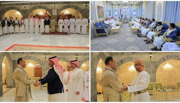 دیدار رئیس شورای عالی سیاسی یمن با هیئت سعودی و عمانی