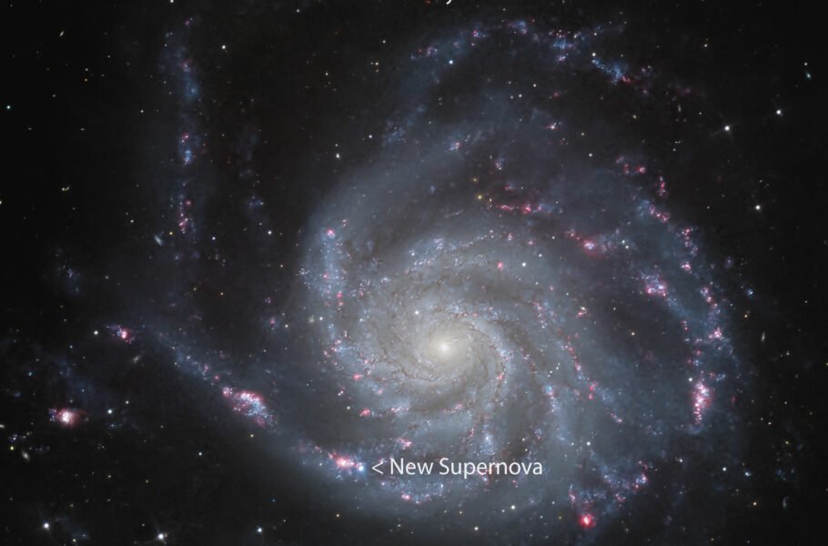 تصویر روز ناسا؛ ابرنواختر کشف‌شده در کهکشان مارپیچی M101