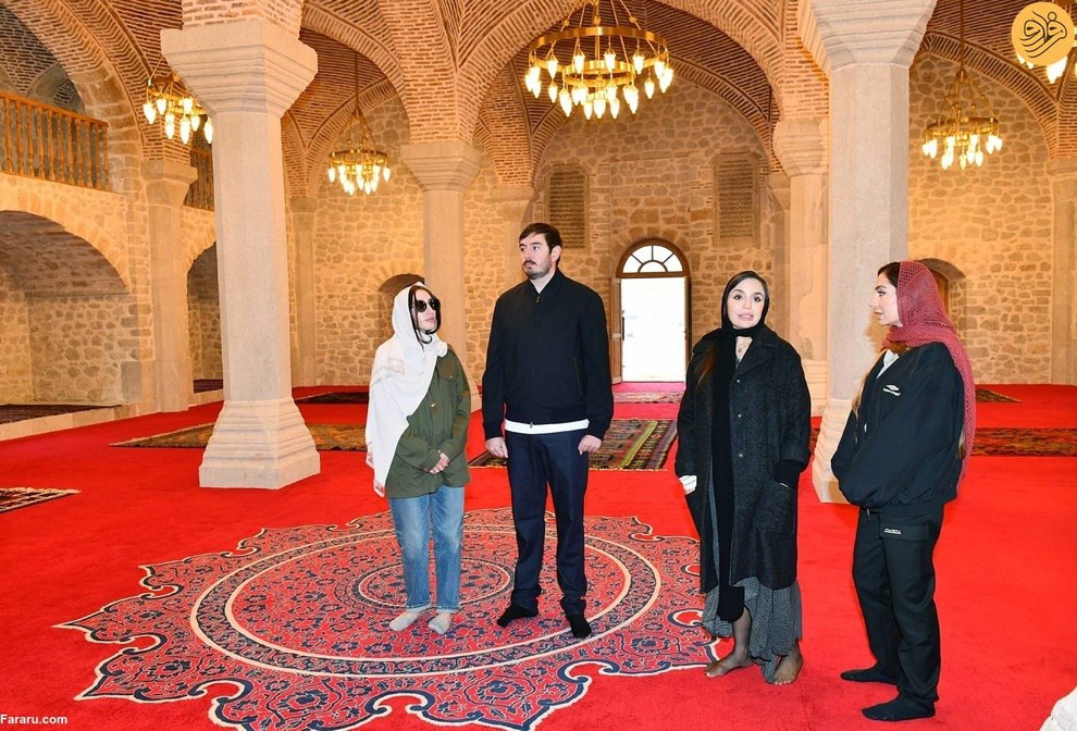 حجاب همسر و دختران علی‌اف در افتتاح مسجد تاریخی شوشا 