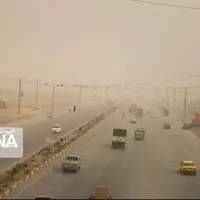 توده گردوغبار در راه استان کرمانشاه 
