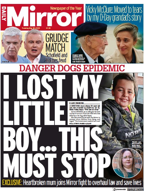 صفحه اول روزنامه میرور/ بحران سگ ها؛ پسر کوچکم را از دست دادم!