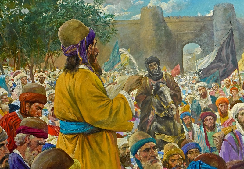 عکس/ تابلوی ورود امام رضا (ع) به خراسان اثر حسن روح‌الامین