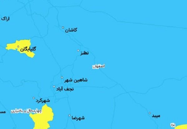 چهار شهر اصفهان همچنان در وضعیت زرد کرونایی