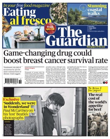 صفحه اول روزنامه گاردین/ داروی جدید می تواند درصد درمان سرطان سینه را بالا ببرد