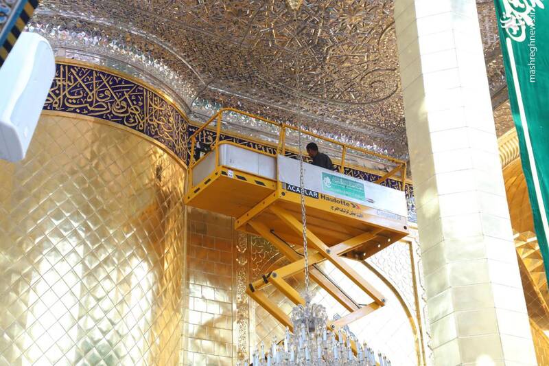 غبارروبی ایوان طلای حرم حضرت عباس(ع)