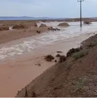 جاری شدن سیلاب در مسیر رودخانه دولت‌آباد اسفراین