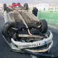 واژگونی یک خودرو در پل شهدای ارتش فردیس