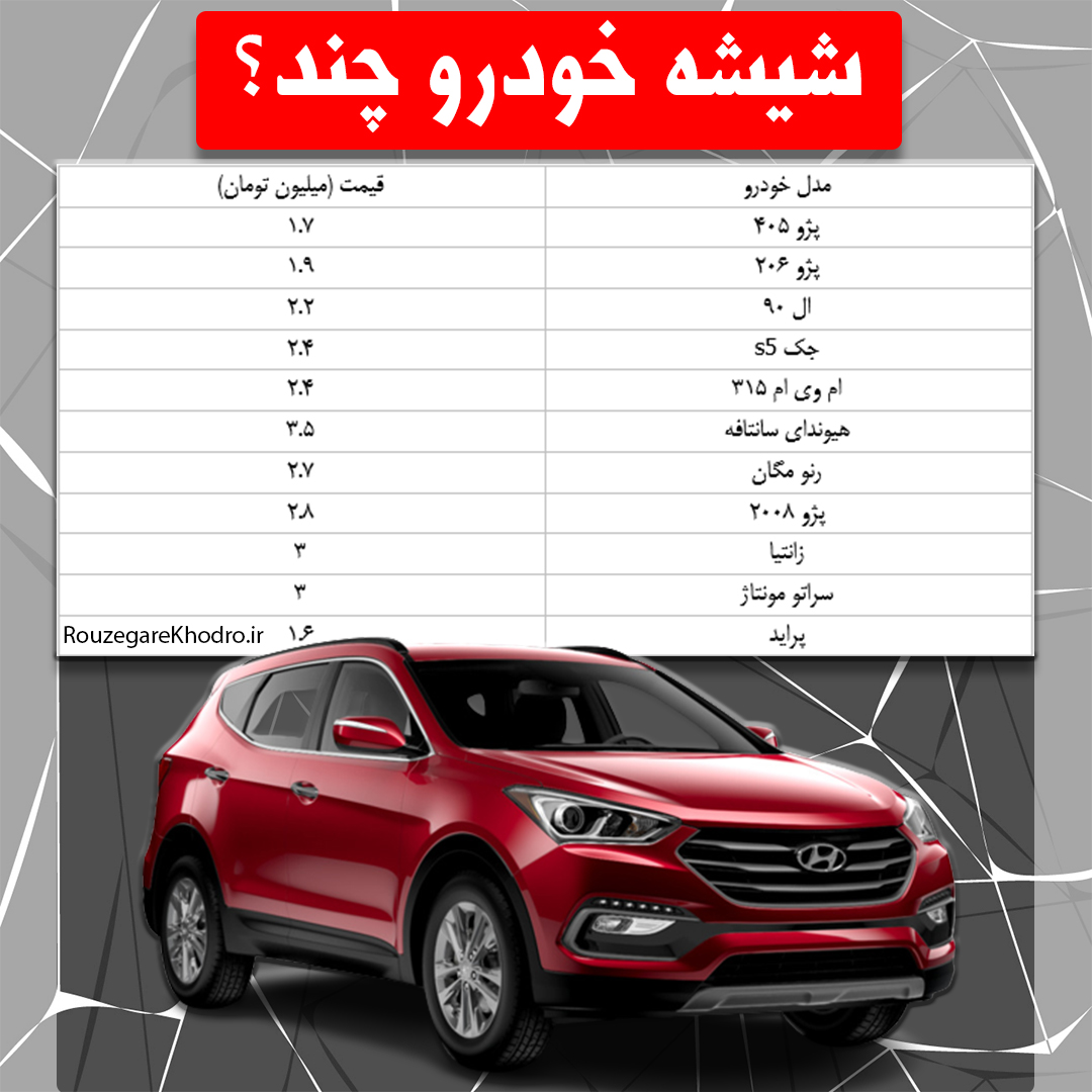 قیمت شیشه خودرو در ۱۴۰۲