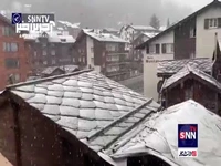تصاویری از بارش برف تابستانی در سوئیس