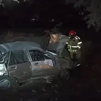 عکس/ واژگونی پراید در جاده بوئین‌زهرا - قزوین