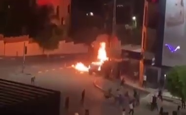 خودروی نظامیان صهیونیست در نابلس به آتش کشیده شد