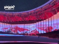 مراسم رسمی نصب پرچم چین به عنوان میزبان بازی ها در ورزشگاه المپیک هانگژو 