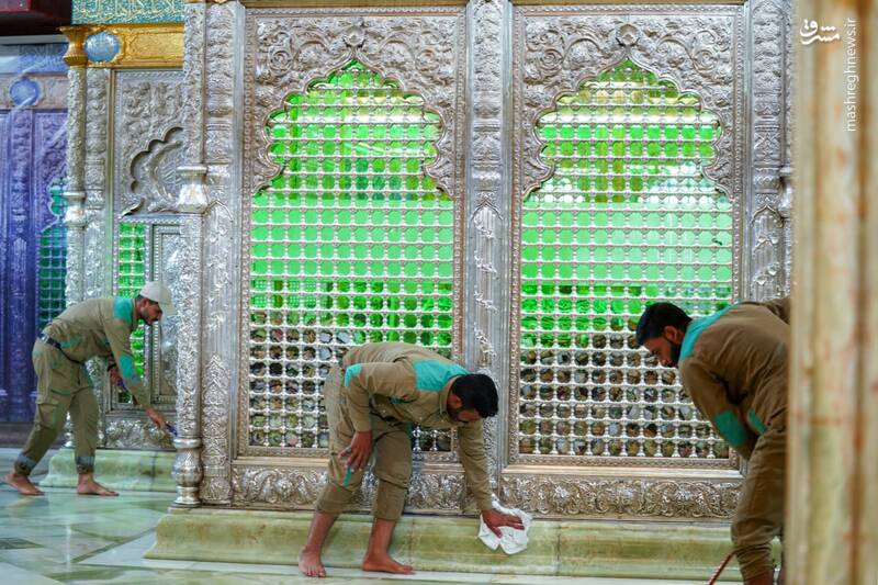 عکس/ شست‌وشو حرمین امامین عسکرین در سامرا