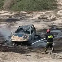 آتش‌سوزی سمند سوخت‌بر در جاده بندرعباس - خمیر؛ یک نفر جان باخت