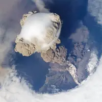 لحظه جالب فوران آتشفشان از زاویه دید ایستگاه فضایی