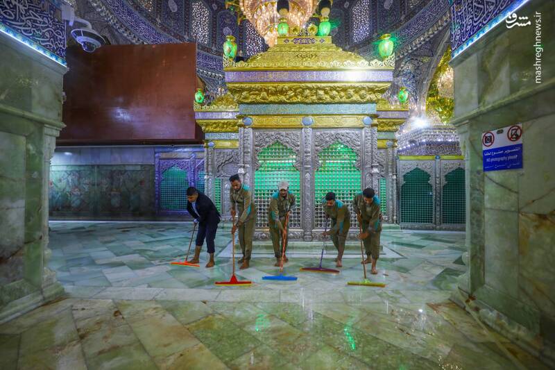 عکس/ شست‌وشو حرمین امامین عسکرین در سامرا