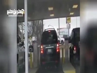 پرش عجیب یک خودرو از روی خودرویی دیگر!