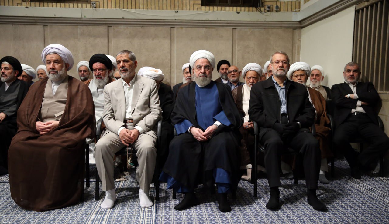 همنشینی لاریجانی و روحانی در دیدار با رهبر انقلاب
